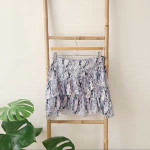 Missguided Satin Snake Print Ruffle Mini Skirt